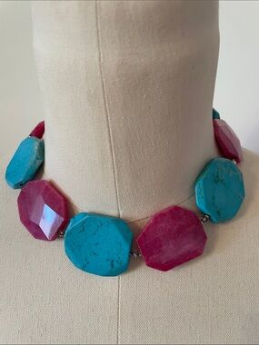 Handmade Pink & Blue Stone Necklace - Hamptons Vibe 💕
